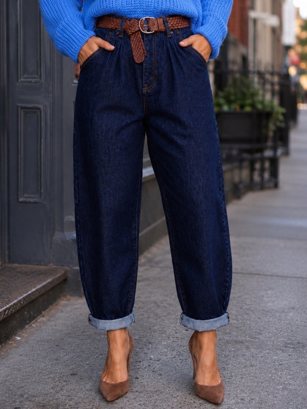 Vintage 80s 90s  Britannia Pleated Balloon Leg Jeans Dark Indigo High Waist, 27